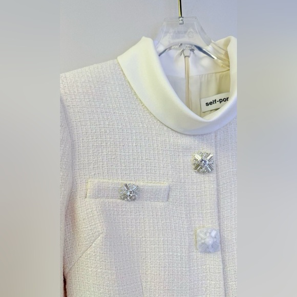 Self-Portrait NWOT CREAM BOUCLE TAILORED MIDI DRESS - Picture 8 of 9